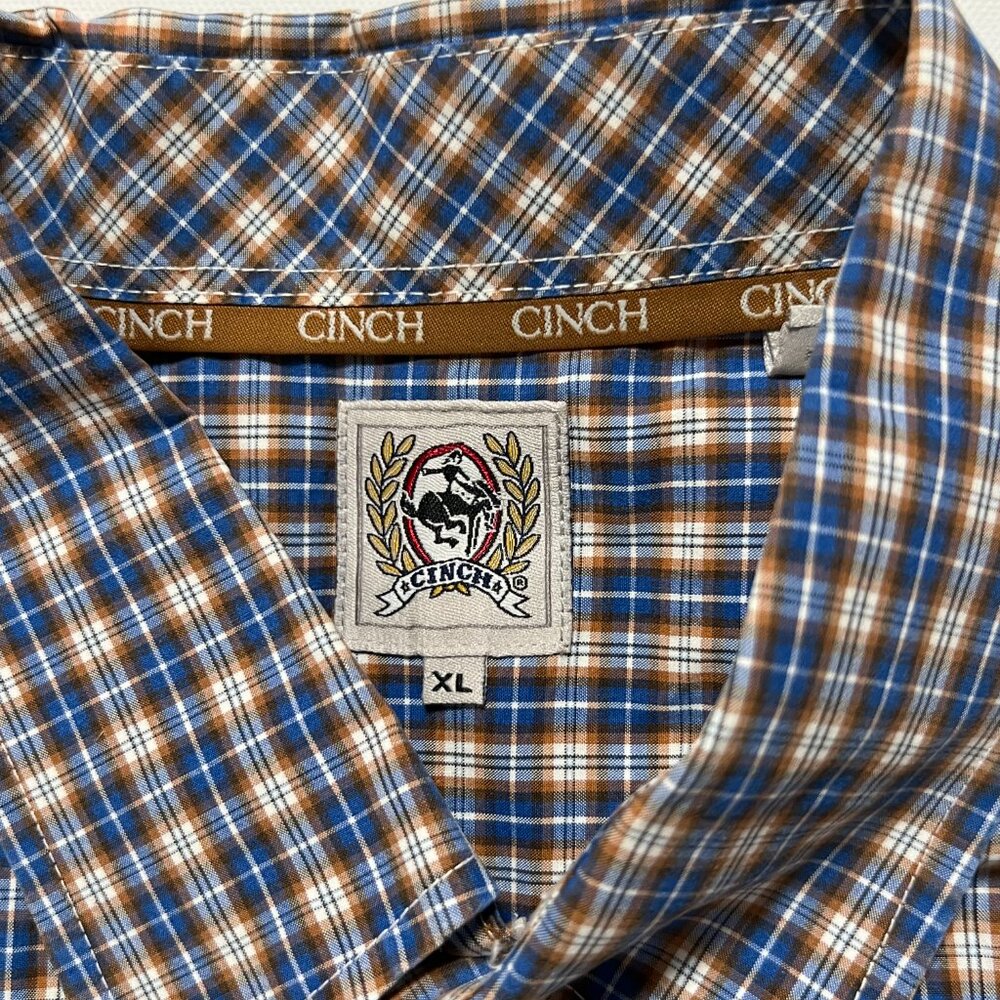 Cinch Shirt Long Sleeve Casual Button Down Western Plaid Blue Men's size XL - Picture 6 of 7